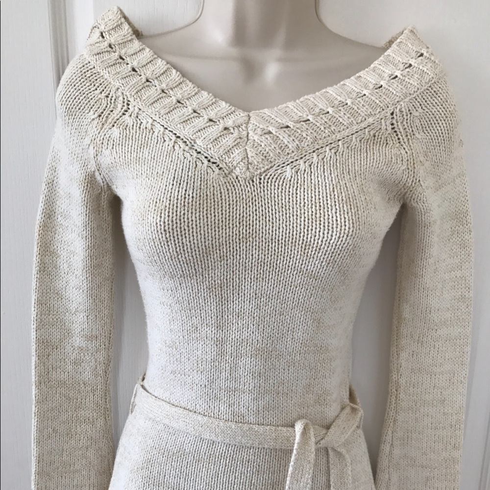 Cream sweater with tie